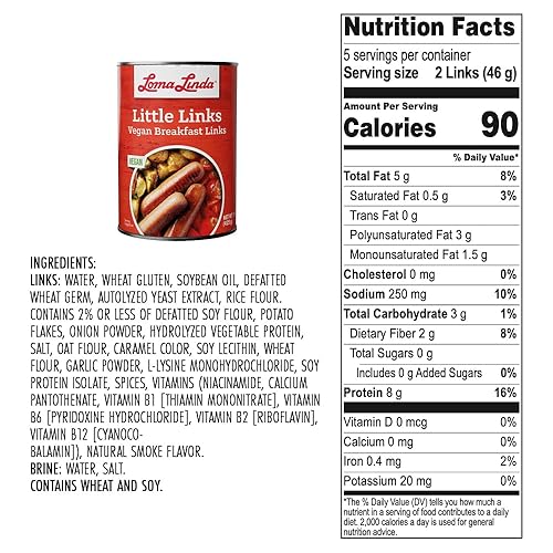 Miniatura 2 de Loma Linda Carnes de origen vegetal (Salchichas Little Links, 19 oz/538 g), paquete de 12