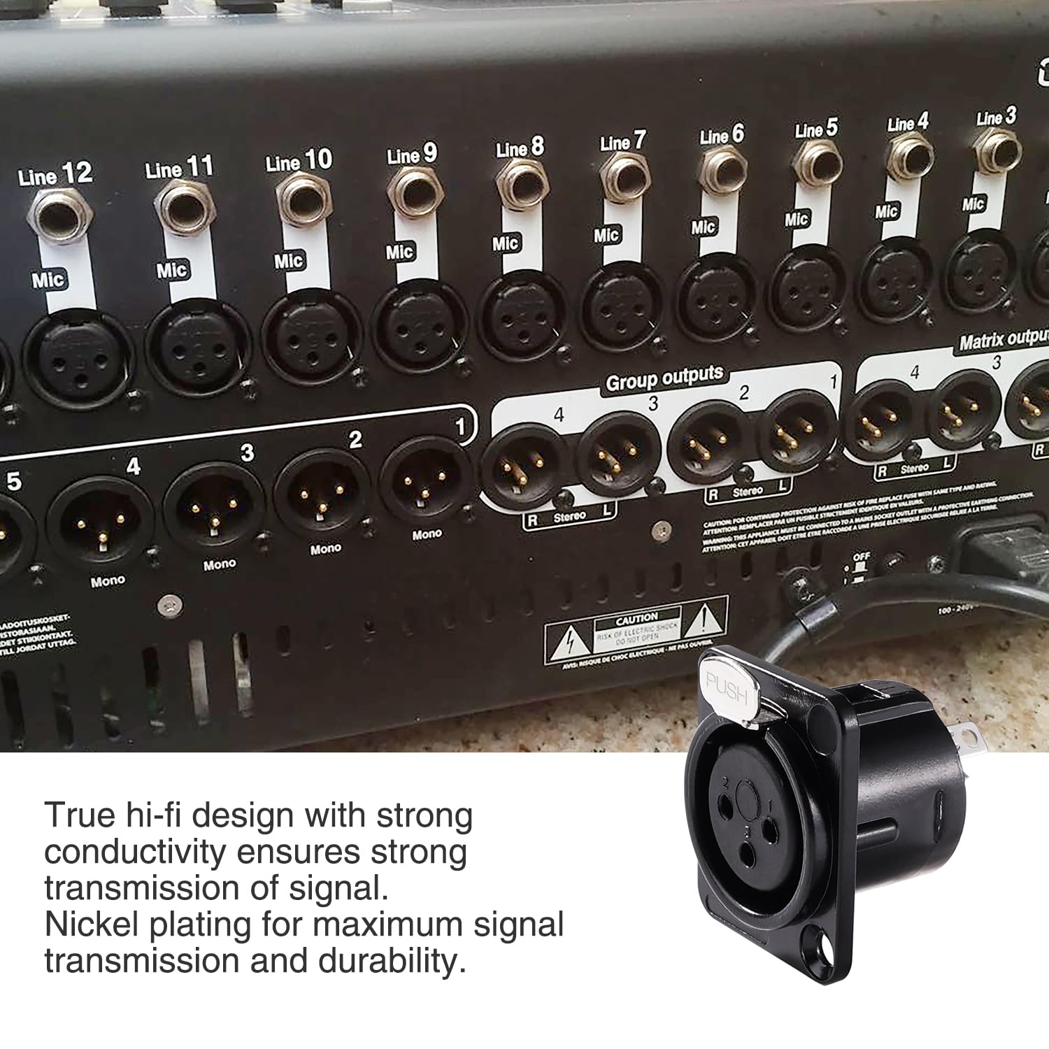 4 Pièces Adaptateurs Audio Montage sur Panneau XLR 3 Broches, Jack XLR Femelle Prises de Montage sur Panneau de Châssis de Série D, avec Vis, Boîtier en Métal Noir