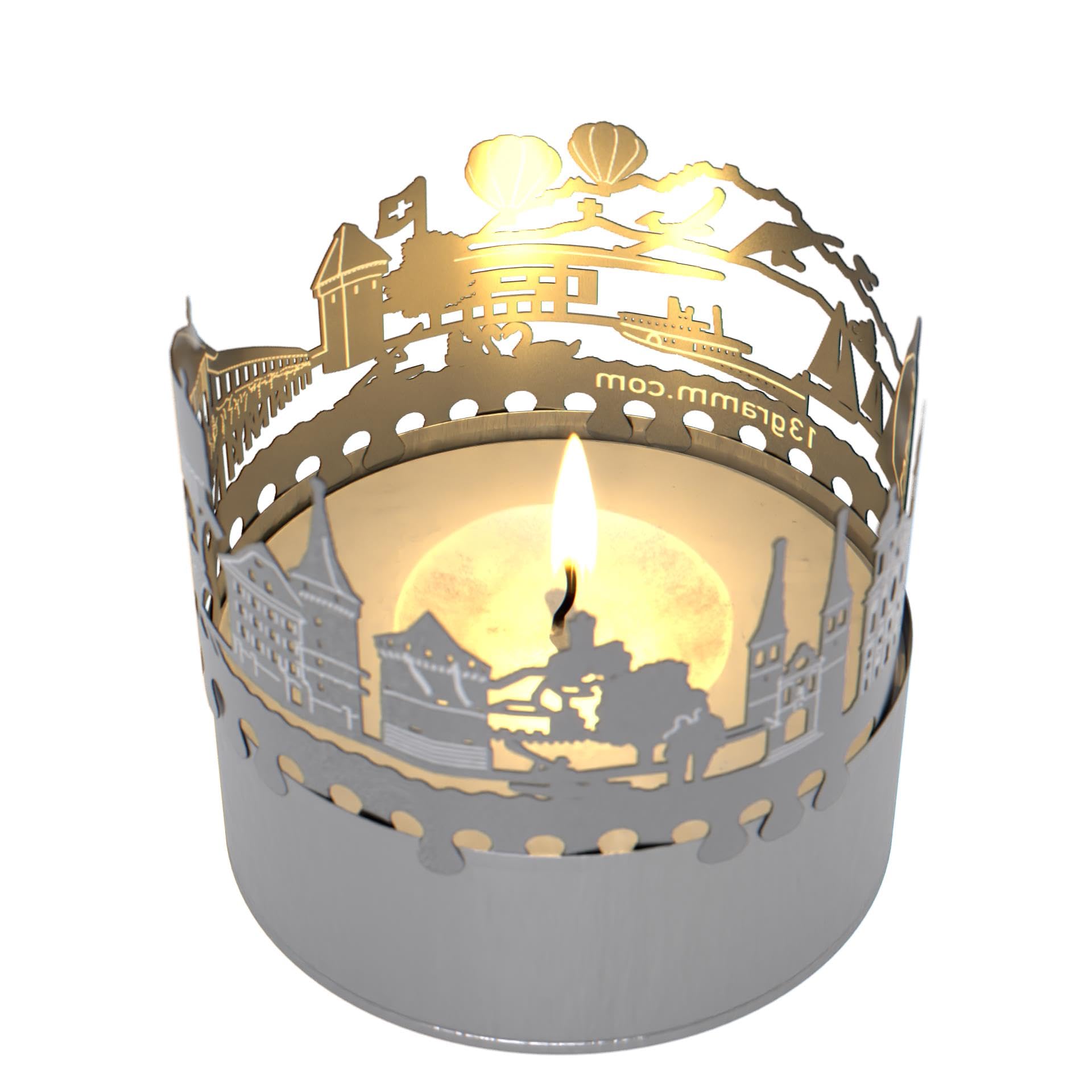 Lucerne Skyline Candle Attachment - Creating Stunning Shadow Play | Perfect Souvenir for Lucerne Fans | Captivating Swiss City Décor