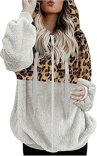 Chaquetas de talla grande para mujer con capucha, forro polar, abrigos de invierno con cremallera completa, sudaderas de felpa de piel sintética