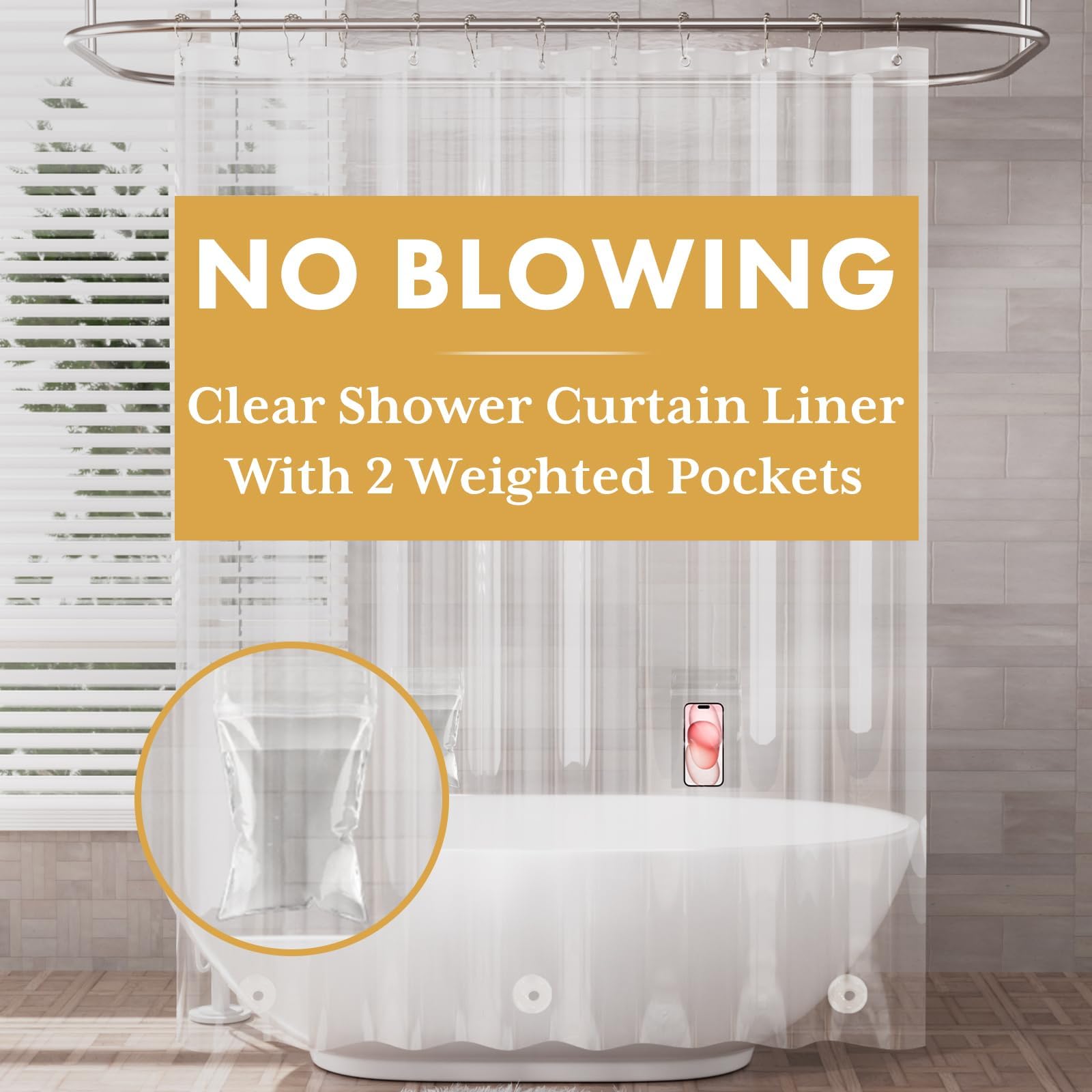 Amazon.com: Mrs Awesome Long Shower Curtain Liner with 3 Magnets, 72x78 ...