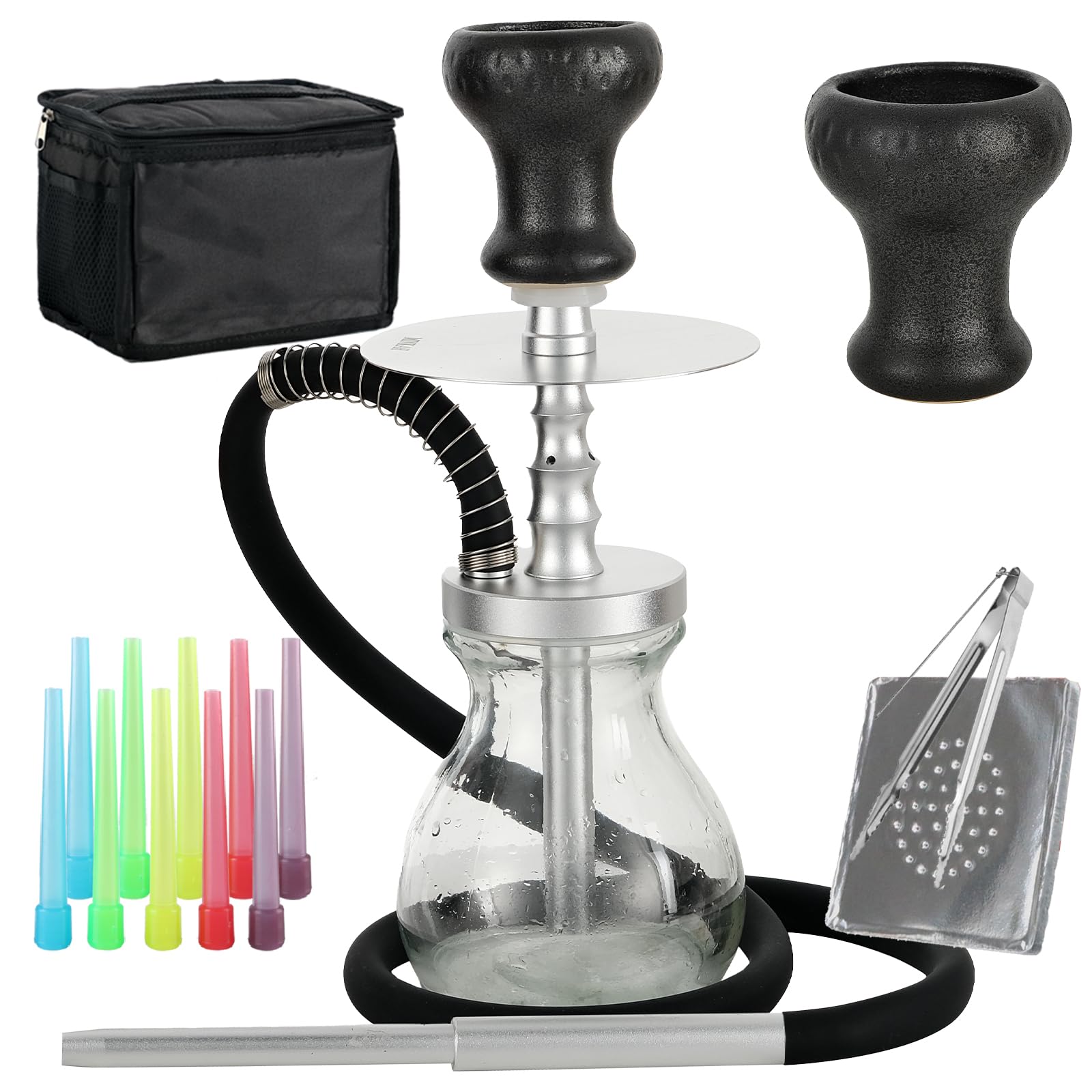 Mini Portable Hookah Set with Everything Silicone Hose Bowl Tongs Mouth Tips Accessories Portable Mini Shisha Hookahs Complete
