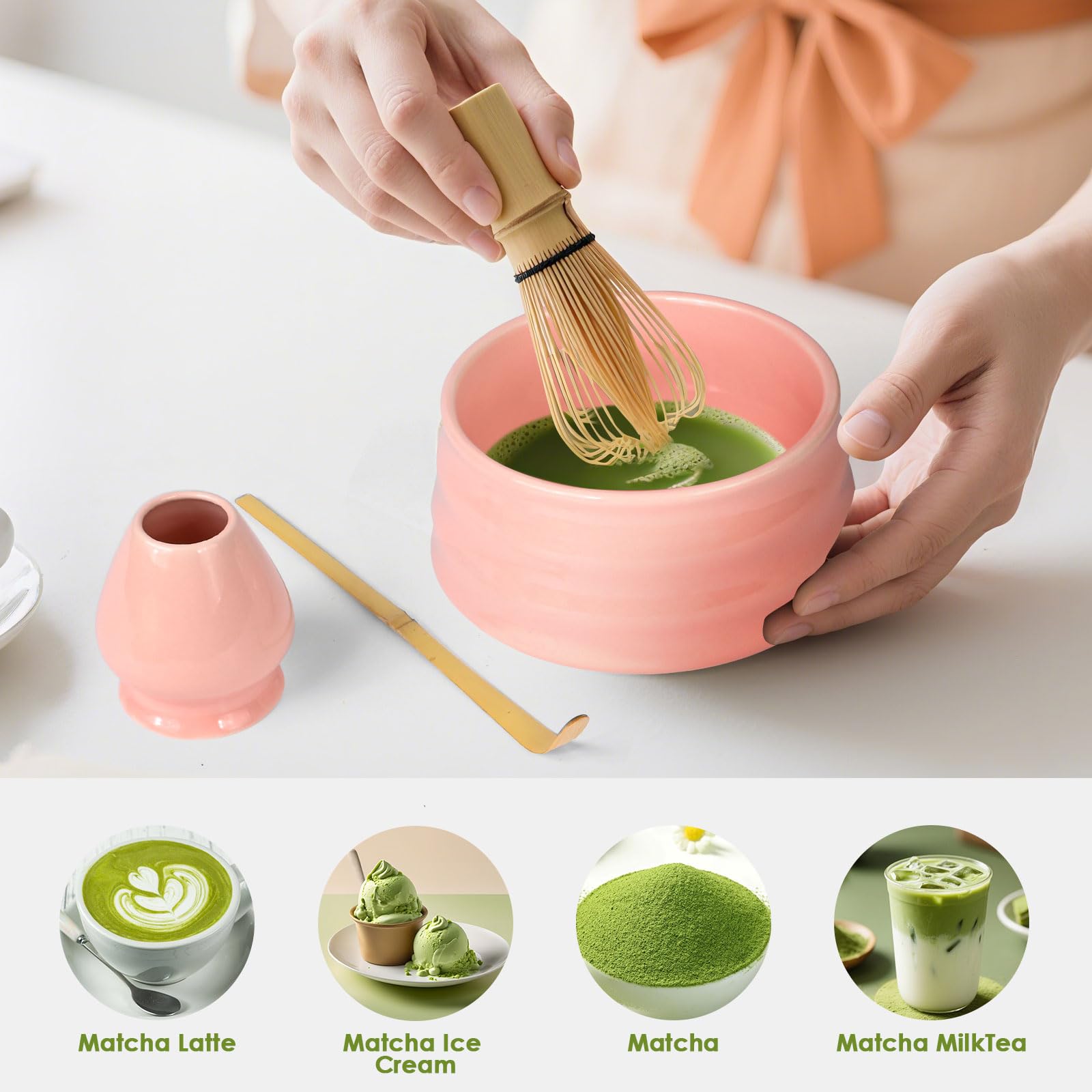 Matcha Set 5-teilig Für Einsteiger | Matcha Schale, Besen & Zubehör In Rosa