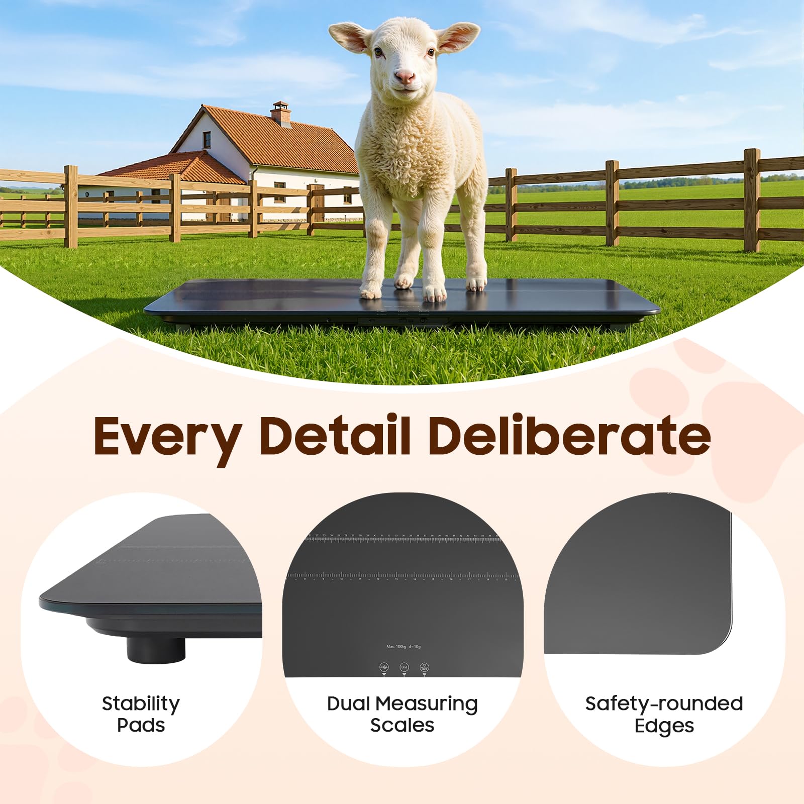 Bilancia cane Pet Scale Bilancia Animale Bilancia Peso Cane Casa Vet Salone Animale Misura Precisa 10g Display LED Funzione Tare Conversione Kg Lb St Surface Vetro ABS Antiscivolo Uso Domestico