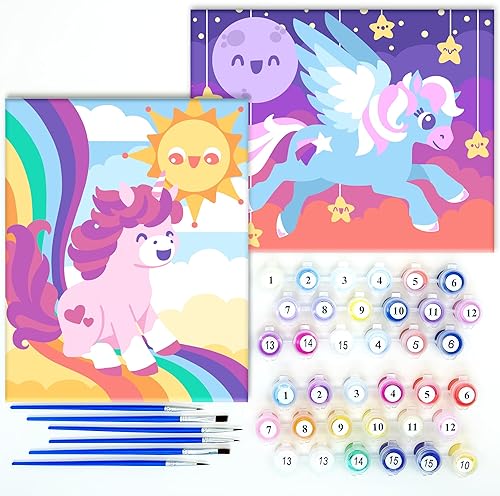 Astrakuma Studio Kit de pintura por números para niños, kits de pintura fáciles para niños de 8 a 12 años, lienzo predibujado para principiantes,