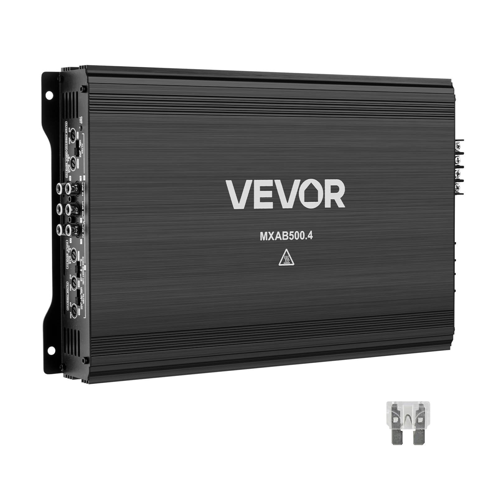 VEVOR Amplificador para Automóvil 4 Canales Clase AB Máximo 4 x 250W a 4 ohmios y 4 x 500W a 2 ohmios, Amplificador Estéreo de Audio para Coche Puenteable para Sedán SUV Camioneta Vehículo Todoterreno