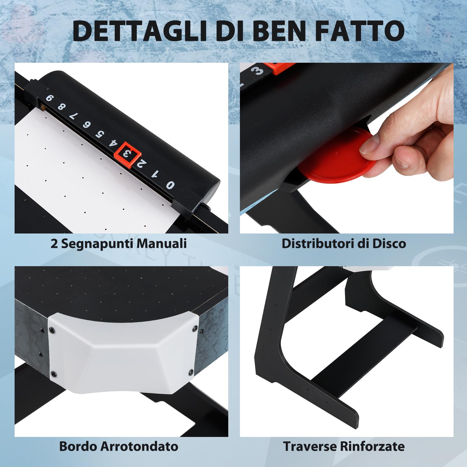 COSTWAY Tavolo da Air Hockey, Hockey da Tavolo Pieghevole con Potente Motore 12V e Tabellone Digitale a LED, 2 Spingitori e 2 Dischi, per Casa Sala Giochi e Ufficio, 144 x 68 x 79 cm