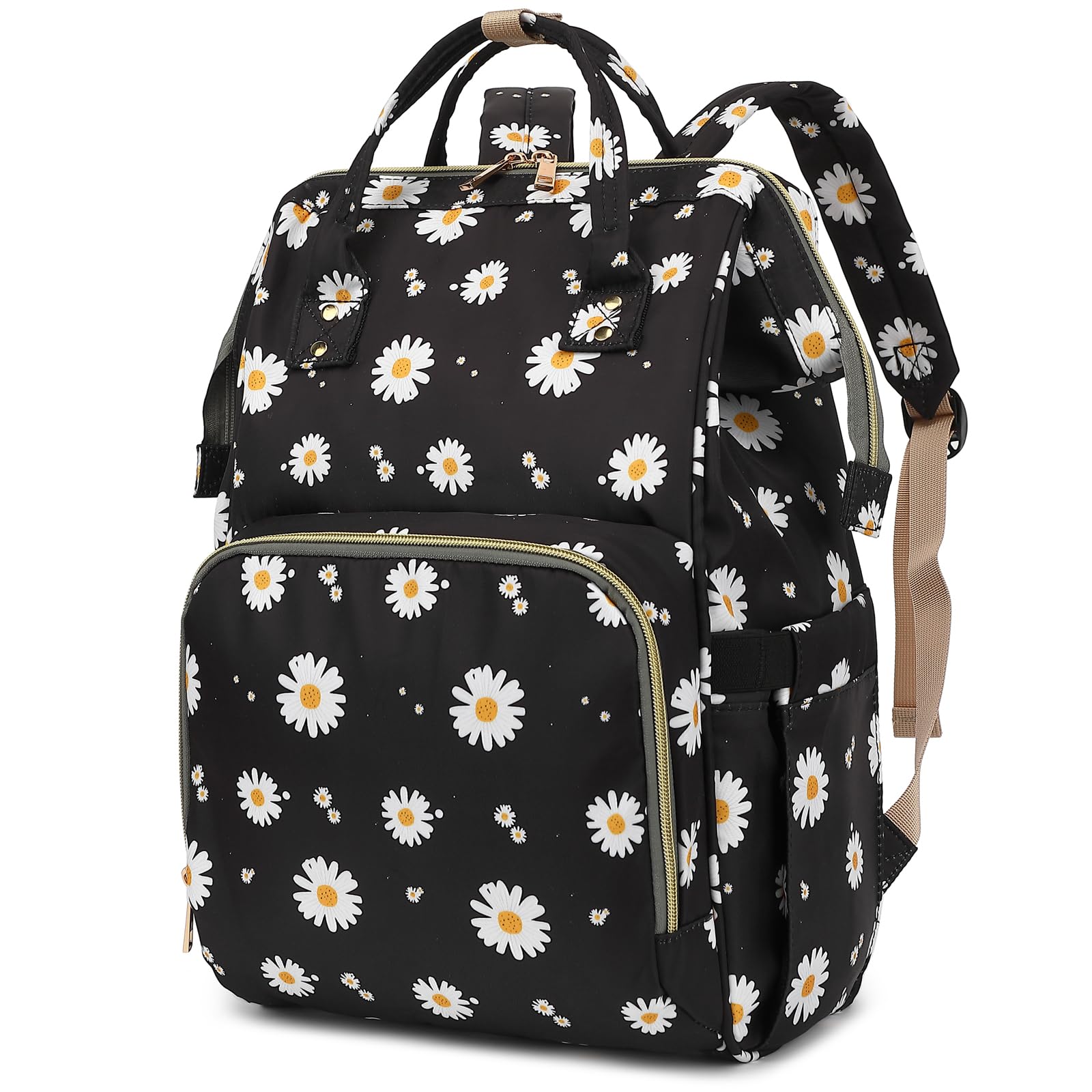 Xunteny Daisy Women Laptop Backpack, College School Backpack Bookbag 15.6 Inch Computer Backpacks for Work Business Travel