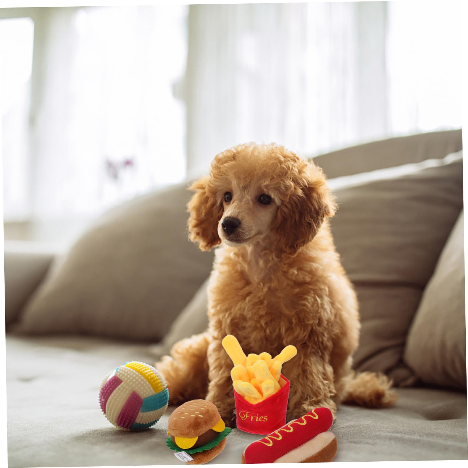 POPETPOP Jouet pour Chiens en Peluche Imitation Nourriture, Jouet Squeaky Résistant aux Morsures, pour Jouer et Mastiquer, Matière Peluche Douce et Solide