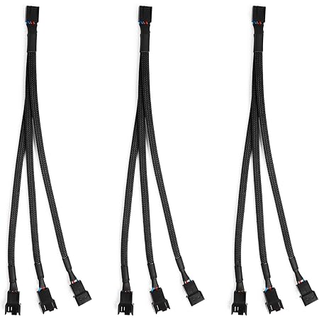 Paquet de 3 séparateurs de ventilateur ordinateur PWM Câble, d'alimentation d'extension de ventilateur à 1 à 3 convertisseur(4 broches +3 broches)