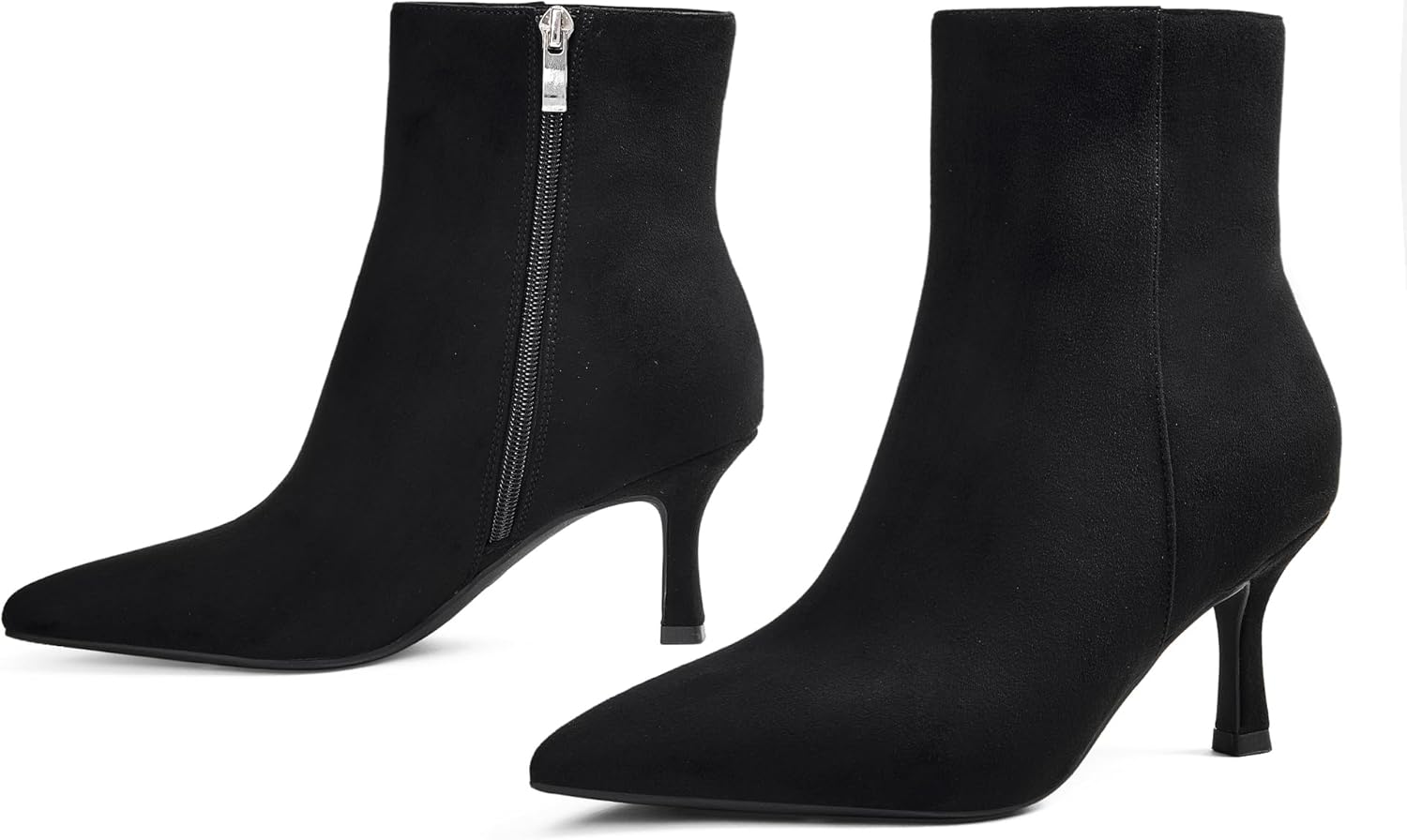 Elisabet Tang Women's Pointed Toe Booties 3 inches Heels Ankle Boots with Side Zipper Dressy Comfy Work Formal Winter Fall - Image 5