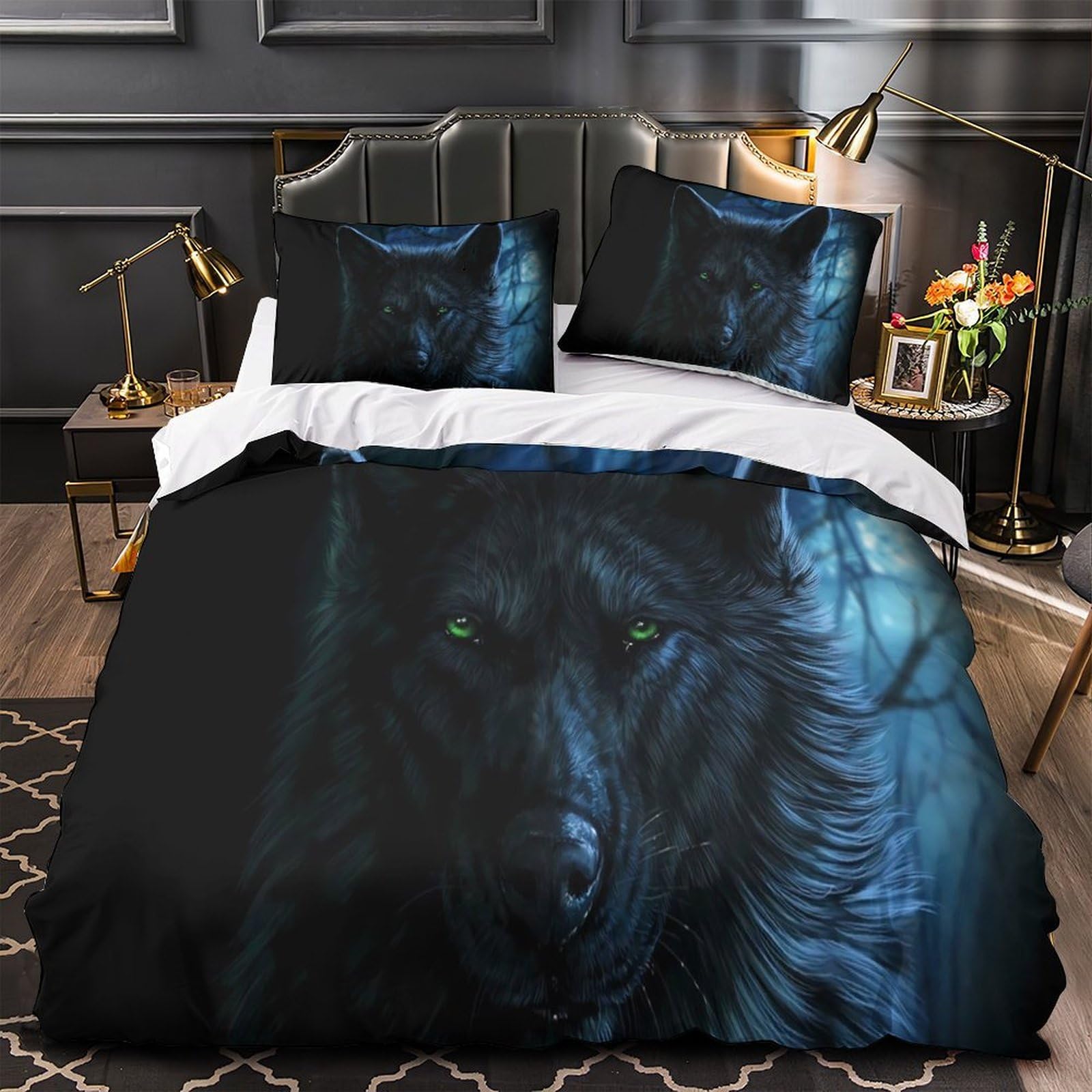 Parure de lit loup 3D pour la décoration d'une chambre d'ado