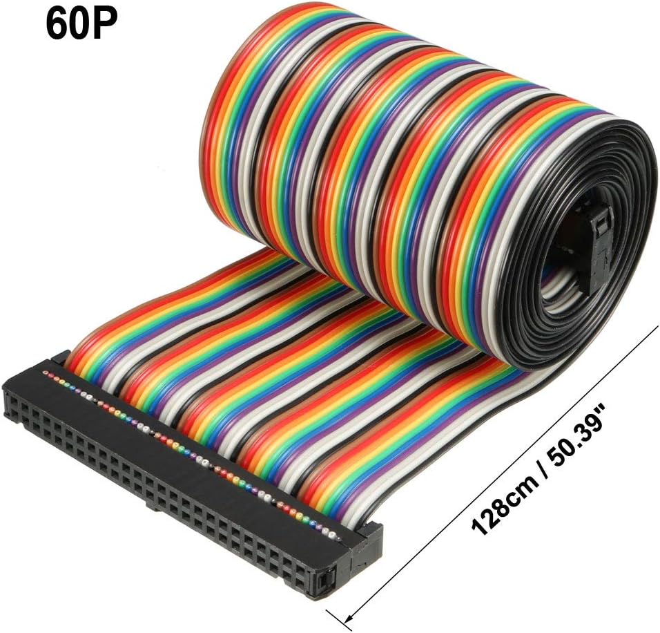 uxcell IDC Rainbow Wire Flat Ribbon Cable 50 Pins 128cm Length 2.54mm Pitch 2pcs Type-C