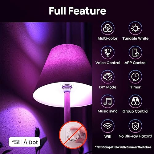 Miniatura 4 de Linkind Matter - Bombilla inteligente, bombillas inteligentes funcionan con Apple HomeSiriAlexaGoogle HomeSmartThings, luz LED que cambia de color,