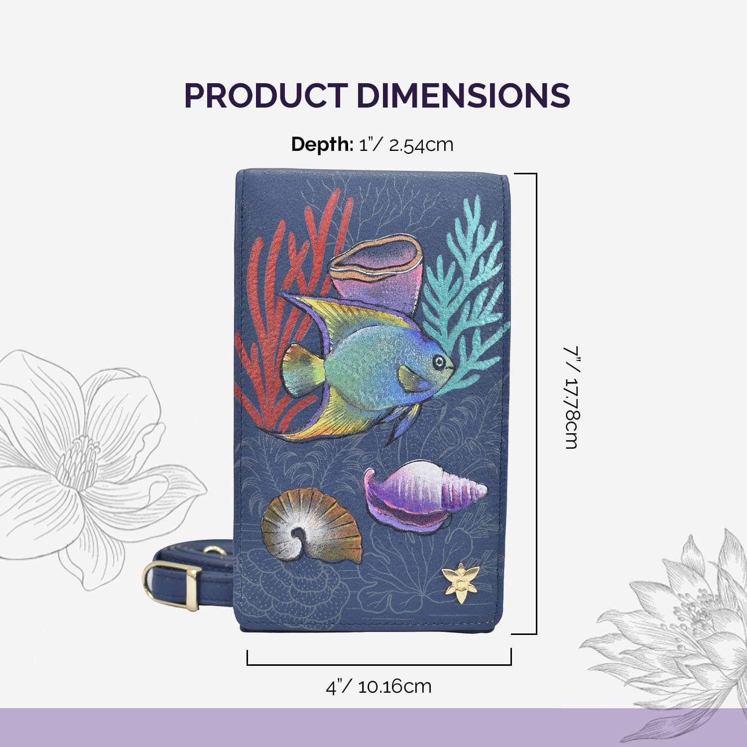 Anuschka Women’s Leather Phone Organiser – Hand-Painted Genuine Leather Phone Organiser with RFID Card Holders - 1154