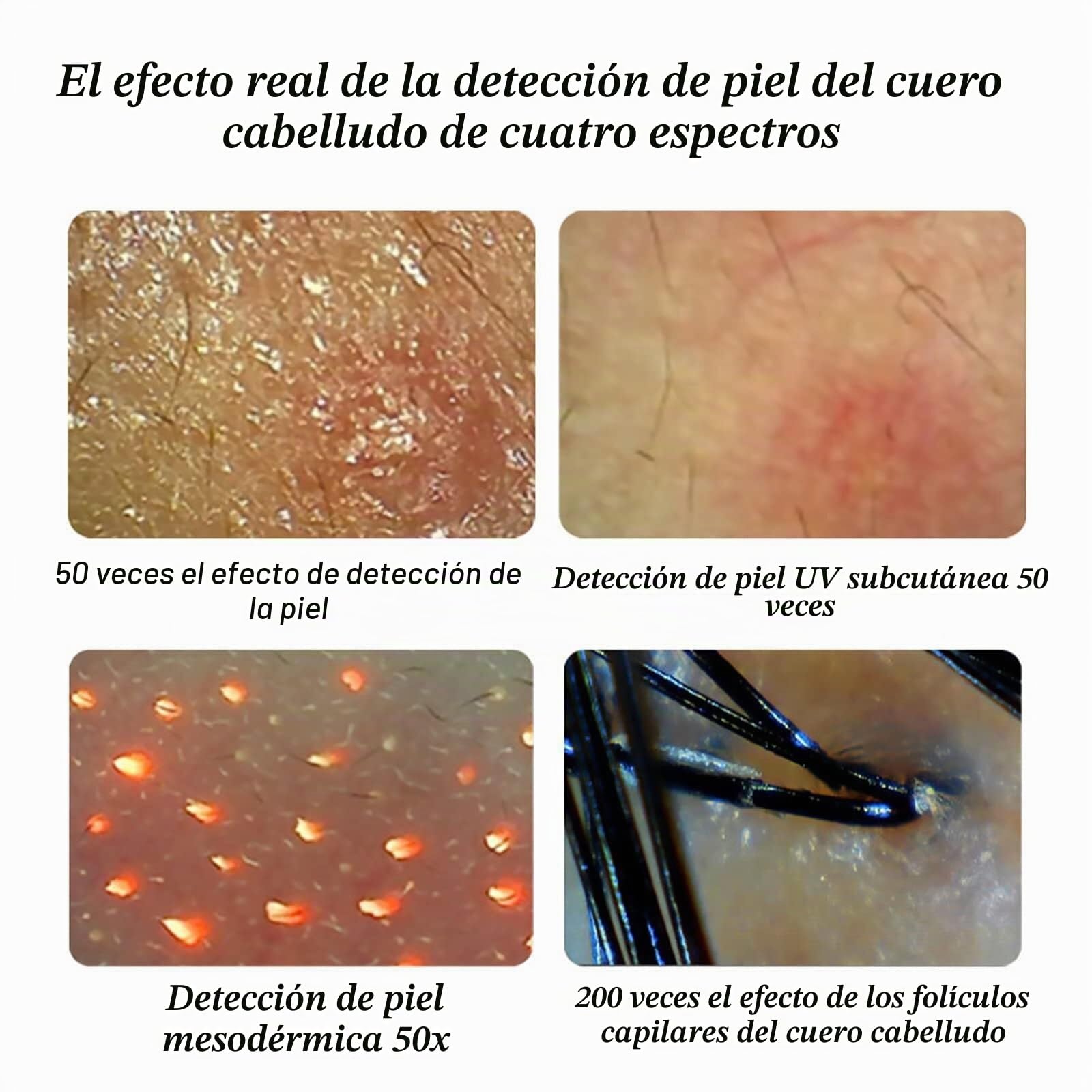 Máquina de diagnóstico de Piel 11 Inc con Pantalla LCD Digital HD, detección de Cuero cabelludo 200 Veces y Piel 50 Veces, 10 Millones de píxeles y detección espectral 4