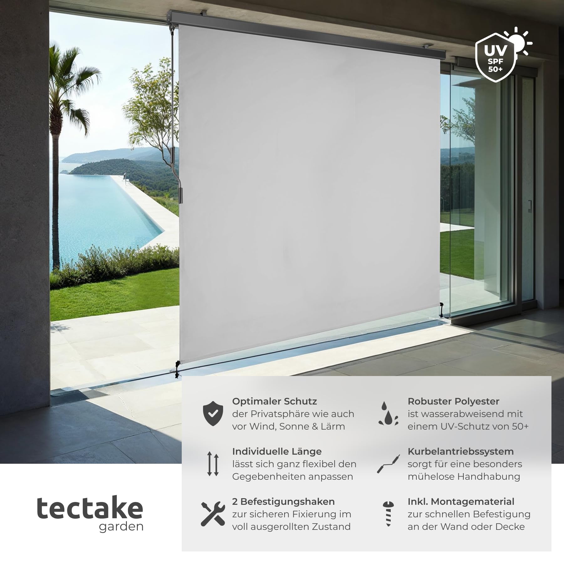 markisen trennwand tectake® Markise, Senkrechtmarkise, Sonnenschutz Balkon Sichtschutz Terrasse, Flexible für Pergola, Garten, Windschutz, Sonnenschutz, Balkonsichtschutz Hauptkategorie:Personengruppe Start of Nijmegen Mountain Color:23A Andrey