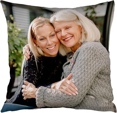 Kufutee Funda de cojín personalizada con cualquier foto y texto, funda de almohada para el hogar, sofá, sofá, decoración de interiores (mamá)