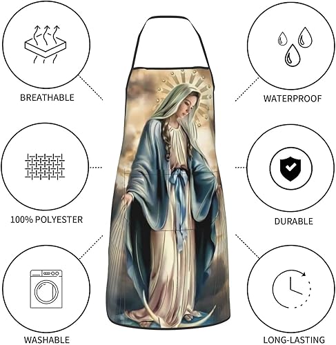 Miniatura 8 de Delantales Virgen María de Nuestra Señora de Guadalupe para mujeres y hombres, cocina de chef adecuados para cocina, cocina, creativo, hornear,