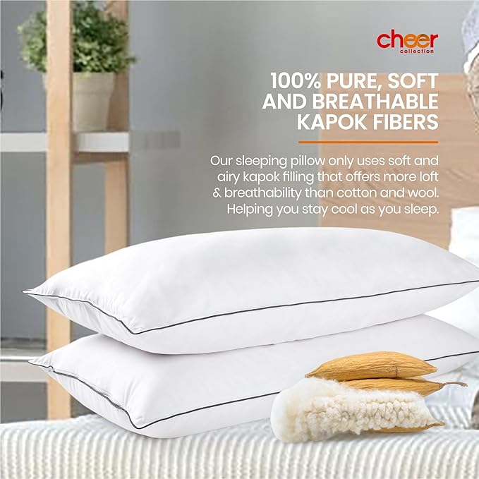 Set 2 Almohadas King Fibra Kapok Orgánico Relleno Natural miniatura 4