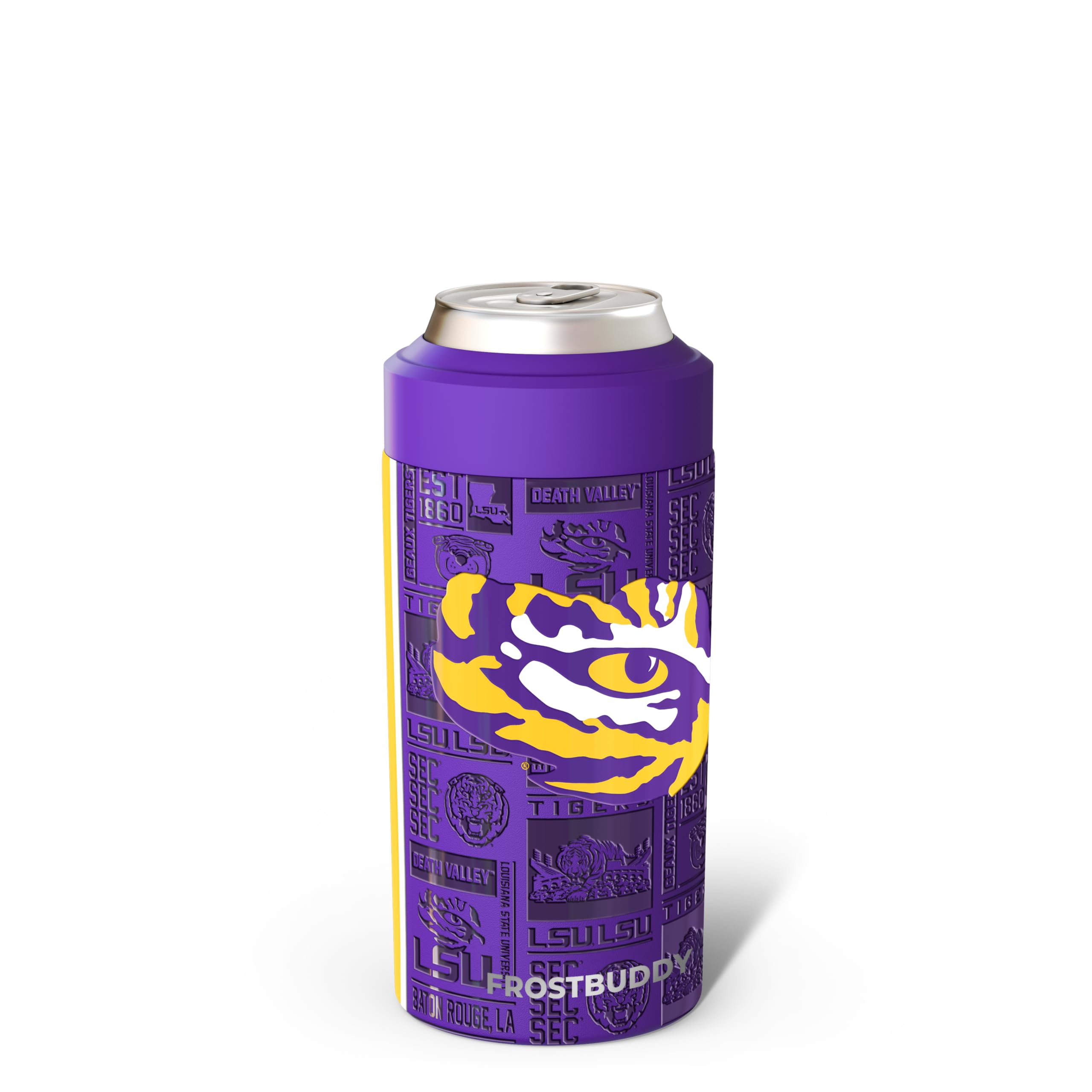 Frost Buddy Universal Can Cooler - Slim Cans, 12/16oz (LSU Tigers | 3D)