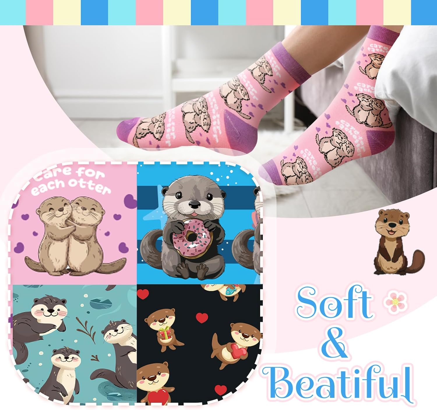 Liitrsh 10 Pairs Otter Socks Funny Novelty Cotton Otter Crew Socks for Men Women Adult Animal Gift for Family Friends Christmas Valentine's Day Stuff Gifts - Image 5