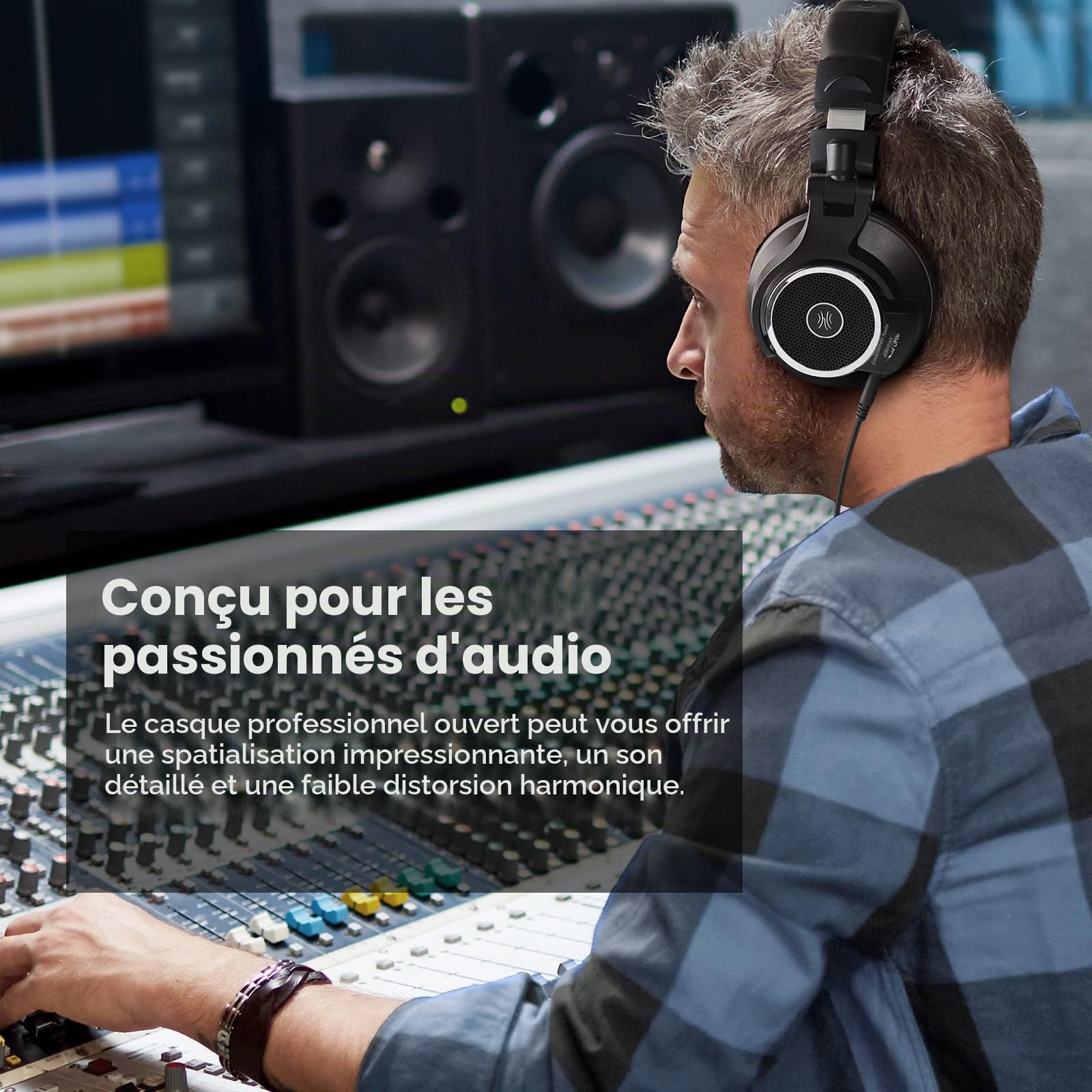 OneOdio Monitor 80 Casque Audio Filaire DJ Studio Monitor avec Circum-Auriculaire Coton d'oreille Protéiné Le Plus épais (Noir)