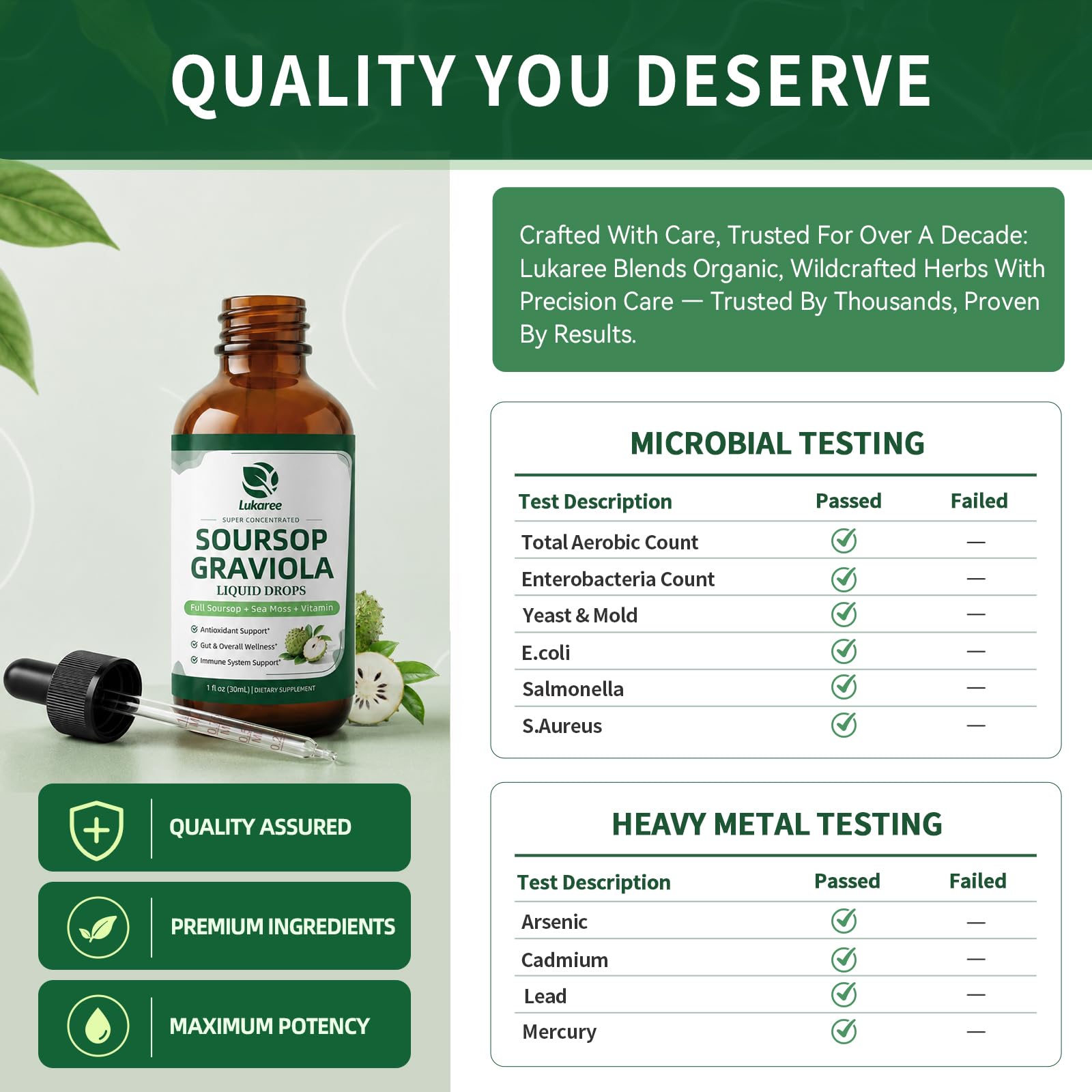 (2 Pack)Whole Soursop Graviola Leaf Extract Liquid Drop with Irish Sea Moss — Amazon image 7
