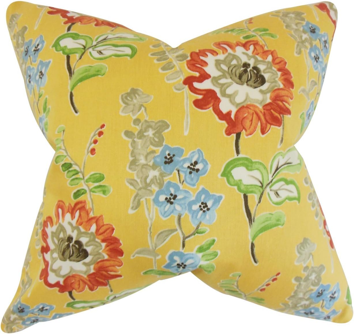 The Pillow Collection Haley Floral Bedding Sham Gold, King/20" x 36" Home & Kitchen