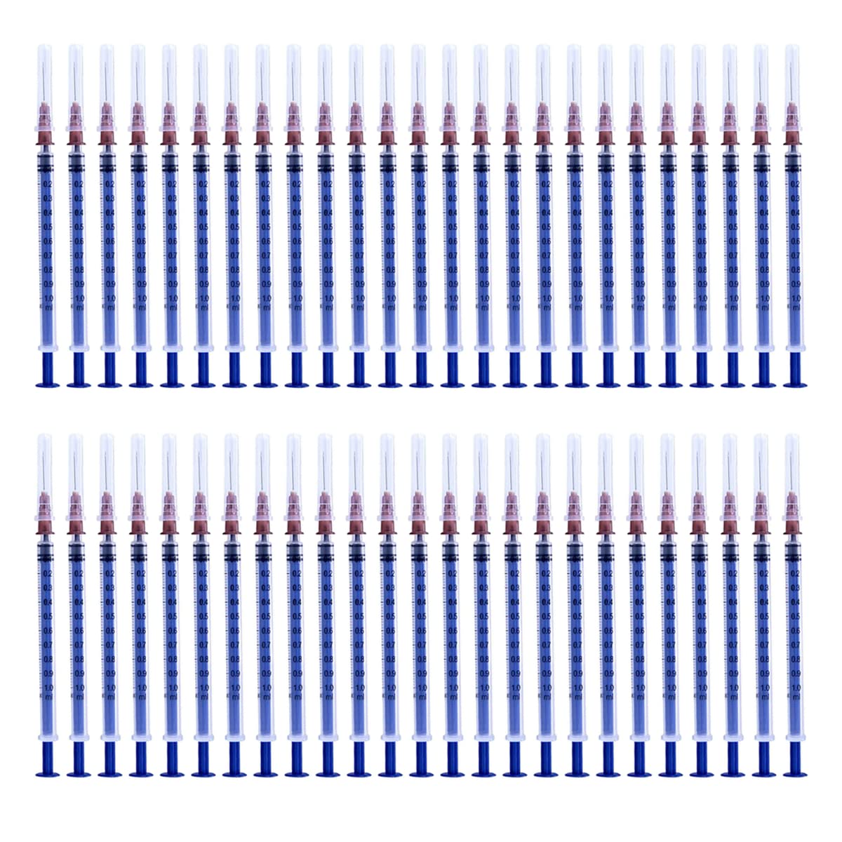 Lot de 50 tubes en plastique de 1 ml avec tête de 25 g à 25 mm - Sceau indépendant - Pour colle, encre, huile moteur, laboratoire, seringue doseuse, utilisation non médicale