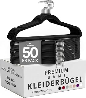 Utopia Home - Premium Kleiderbügel aus Samt (Schwarz, 50er-Pack)