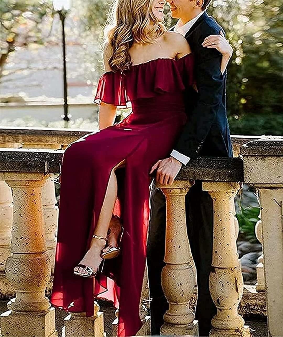 Off The Shoulder Chiffon Long Bridesmaid Dresses Plus Size Formal Dresses for Women Party Wedding Prom Turquoise US10