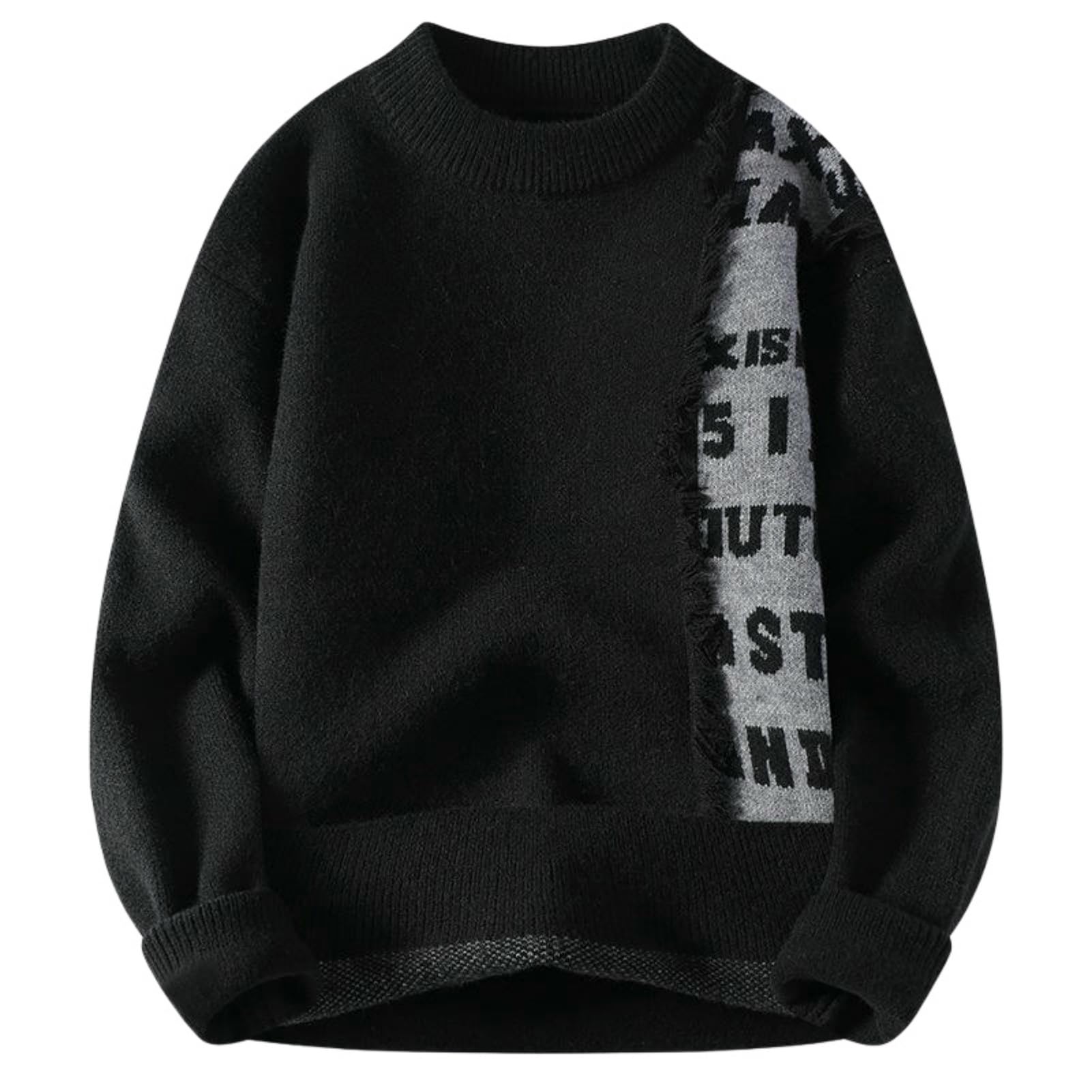 Pull en tricot pour homme avec coupe ample et col rond classique