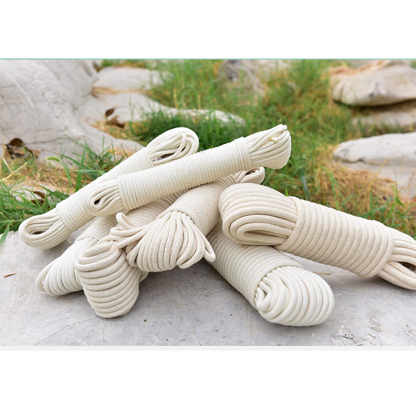 ZNKZJ Cuerda de algodón macramé 100M, Cuerda macramé Suave Fuerte, Cuerda hilada con núcleo Trenzado, Cuerda multifunción Tejida a Mano para Tender la Ropa Cuerda de asta de Bandera,White-5mm