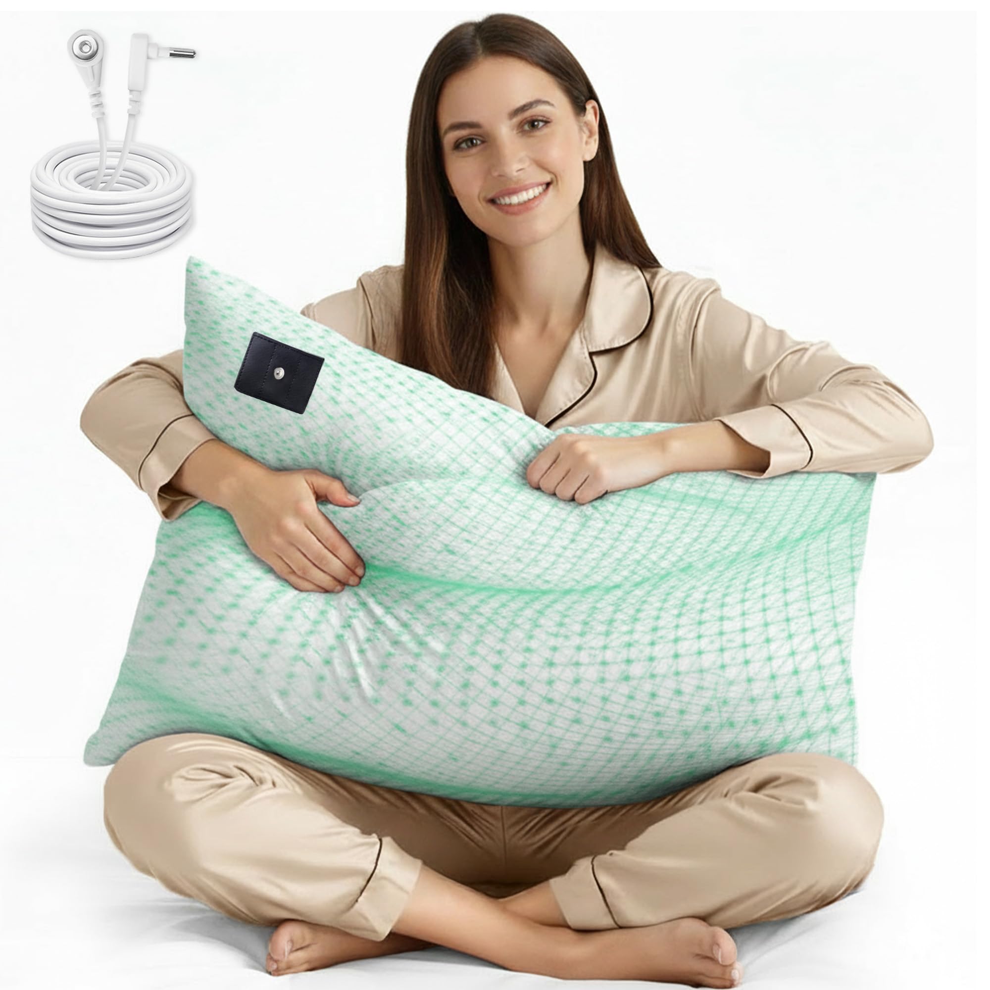 Groundingtop Grounding Pillowcase King with 10% Silver Fiber+90% Cotton Conductive Grounding Pillow Case 20x36in Silver Fiber Grounding Sheet Improve Sleep Anxiety Relief White 1pc