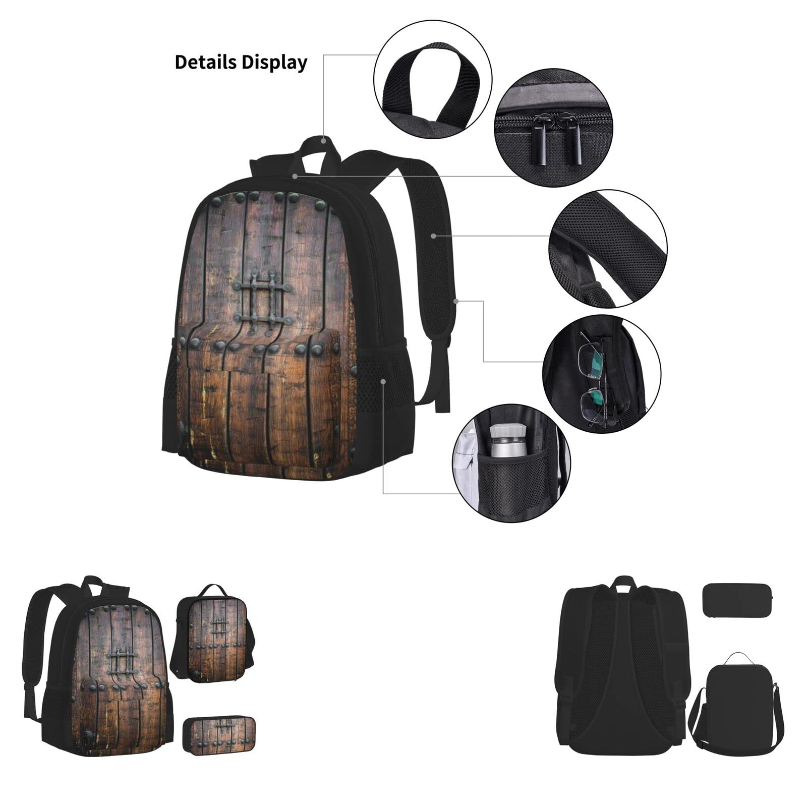 Onyx Stone Blassblaues Schulbücher-Set mit Lunchtasche, Federmäppchen, Reise, Laptop, Rucksack, Schultasche, 3-teiliges Set