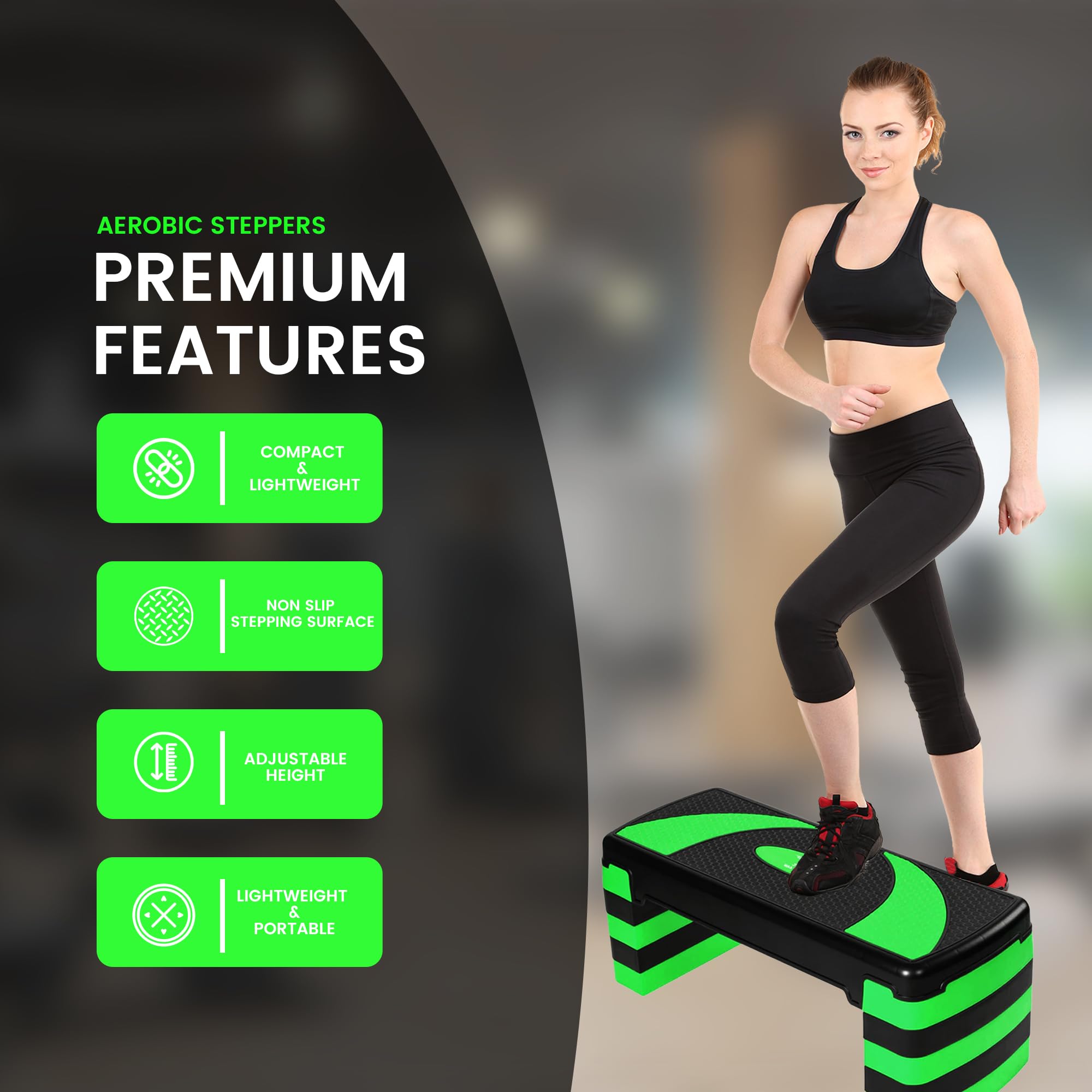 MAXSTRENGTH Stepper Fitness 5 Altezze Regolabili (10–30cm) – Piattaforma Antiscivolo per Allenamento a Casa o Palestra – Step per Aerobica & Yoga