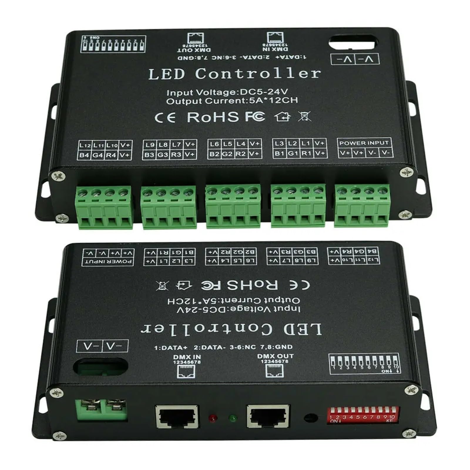 512 decoder with Digital Display dimming Driver RGBW 24-Channel LED Controller for lamp DC5V-24V(12 Channle)