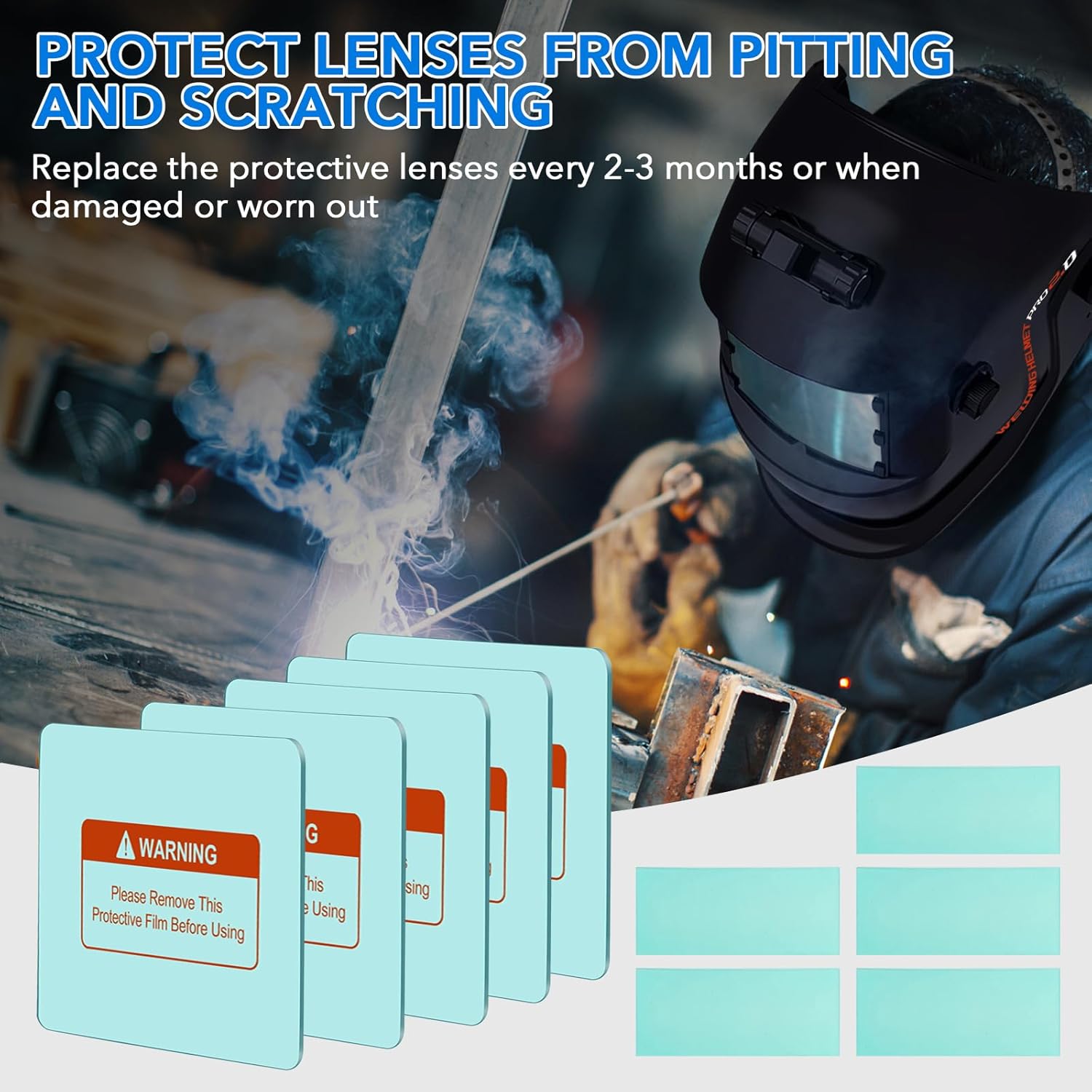TRQWH Welding Helmet Replacement lens Outside Protective Lens Filter Covers Clear Outer Cover Lens for True Color Auto Darkening Welding Helmet 5 Outer（4.5" X 3.5"）5 Inner（4.1" X2.1")
