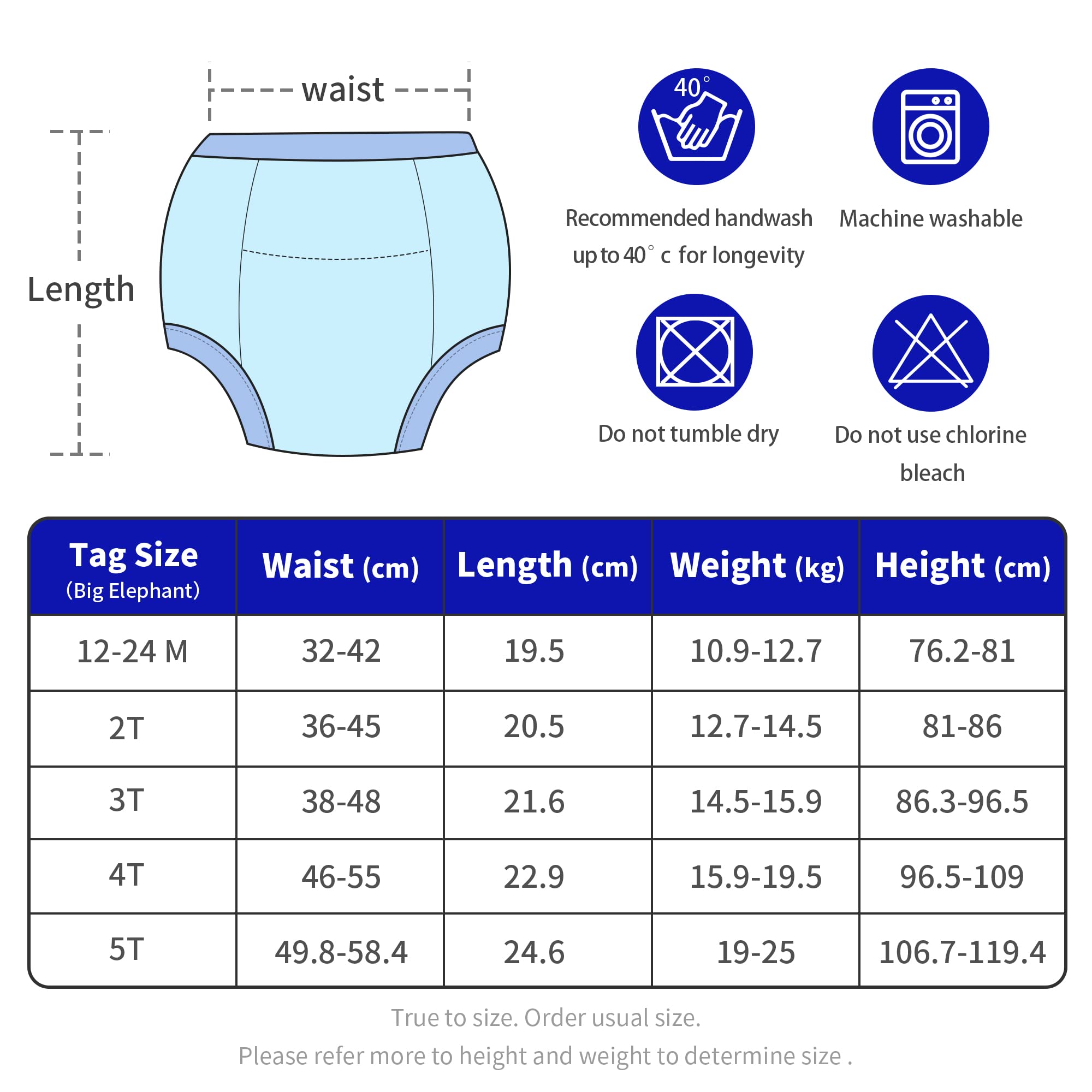 BIG ELEPHANT Lot de 10 sous-vêtements d'apprentissage de la propreté pour Tout-Petits en Coton pour bébés garçons