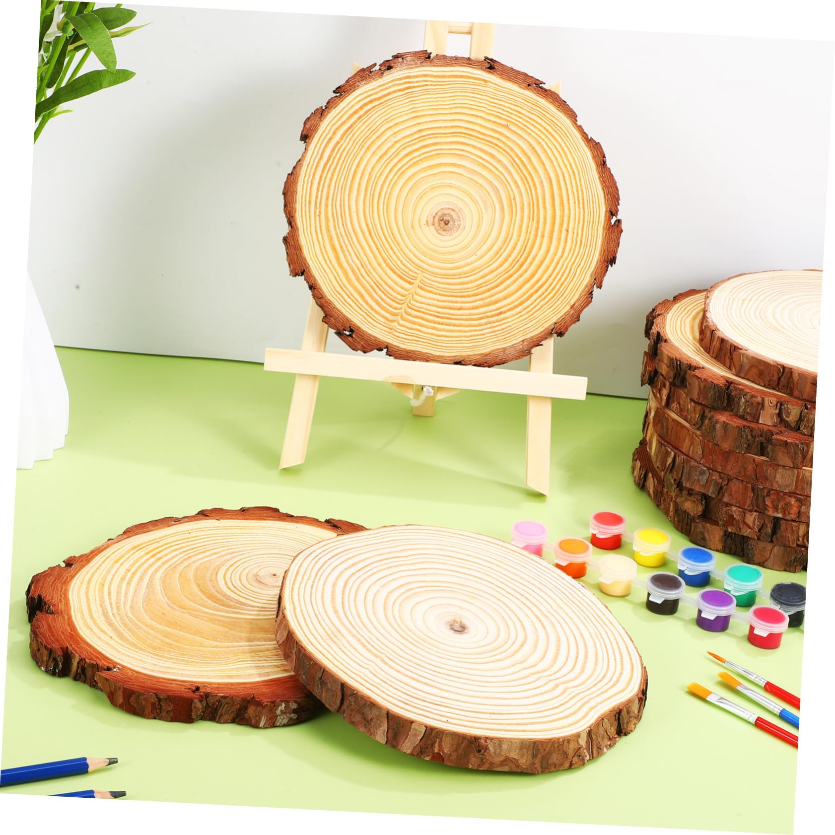 10 Unfertige Runde Holzscheiben als Selbstgemacht Untersetzer zum Bemalen | 10 Stück, Rustikale Naturholzstücke für Hochzeiten und Bastelprojekte, Kleine Form für Dekoration