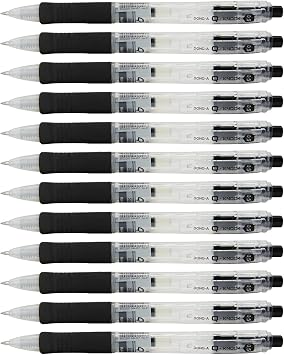 Dong-A fine point 0.5mm retractable ink gel pens quick dry ultra soft rubber grip smooth writing - Black, 12 Count