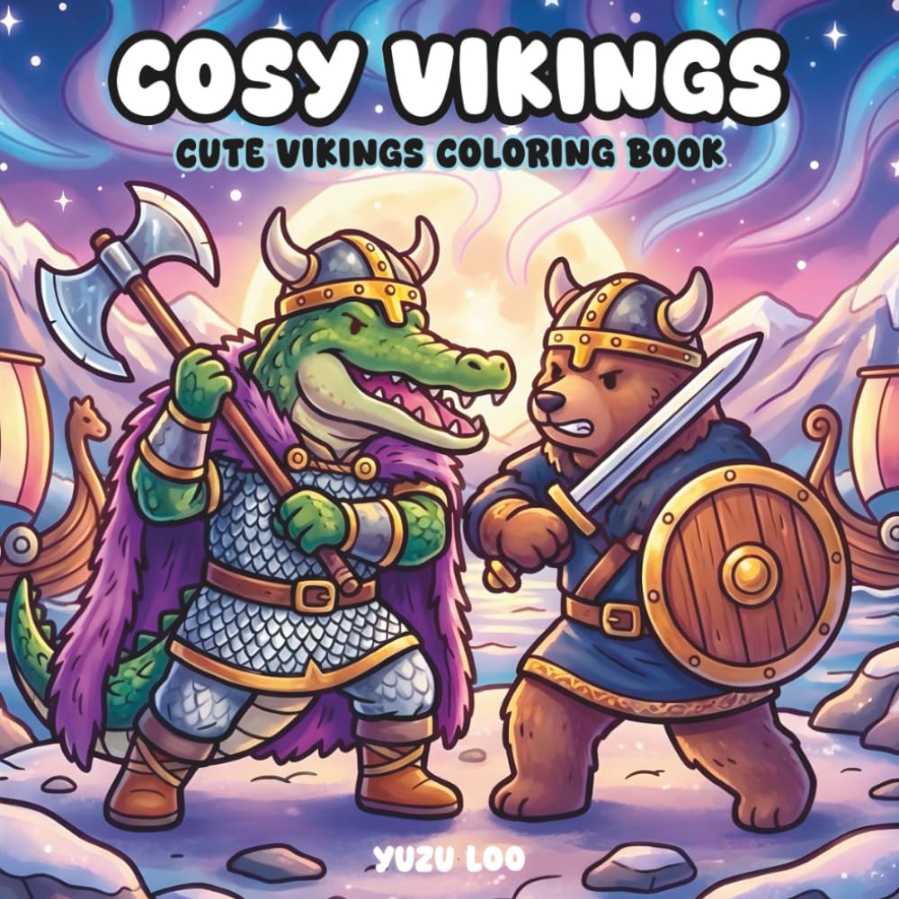 Cosy Vikings : Cute Coloring – 40 Cosy Drawings, Bold Line and Easy