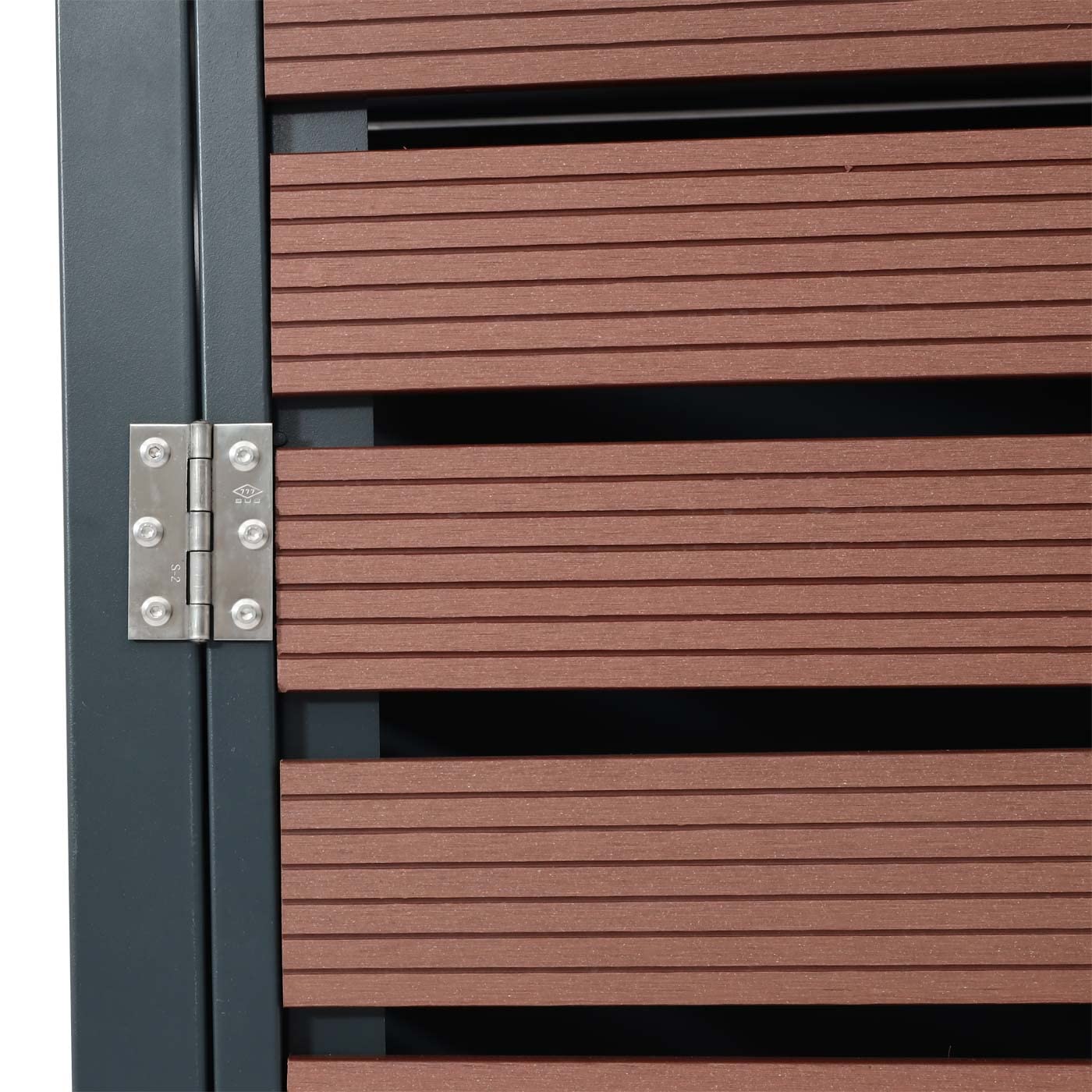 4x copribidoni box spazzatura rifiuti HWC-K14 84x264x119cm metallo WPC marrone