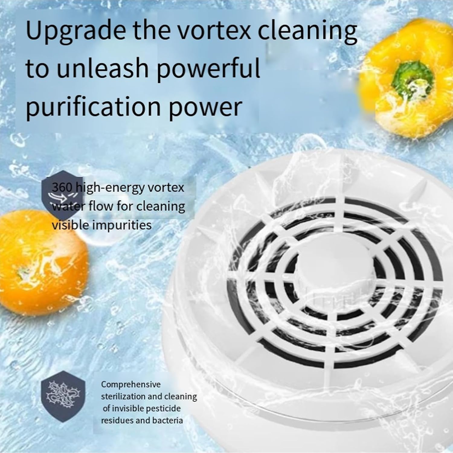 Vegetable Fruit Purifier, Portable Automatic Vegetable & Fruit Cleaner Washer, 4 Modes Fruits Salad Cleaner Machine, Vortexs Technology to Remove P-esticides, for Home Kitchen Cooking