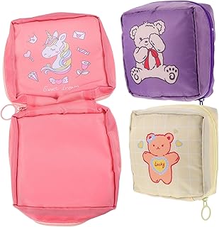Healeved Practical Period Pouch 3Pcs Napkin Pouch Adorable Tampon Pouch Washable Pad Pouches Portable Adorable Period Bag
