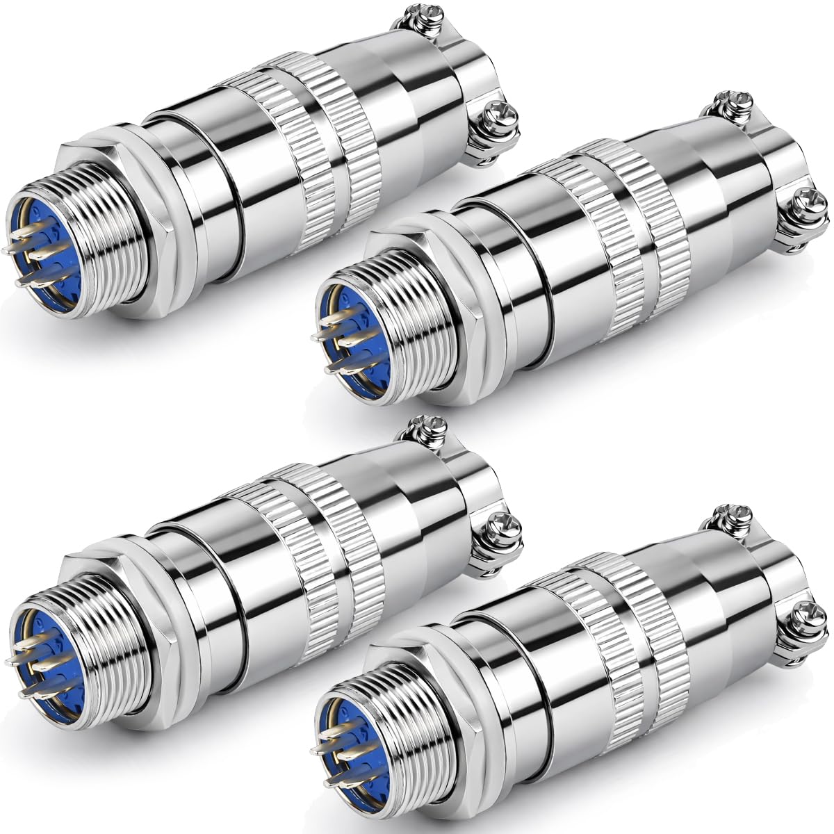 CLYXGS 4 Pack XS12 Aviation Plug Connector, 5 Pin 12mm Push-Pull Circular Connector, 6A 250V Quick Disconnect Wire Cable Male & Female Plug Socket Kit for Industrial, Automotive, and Marine