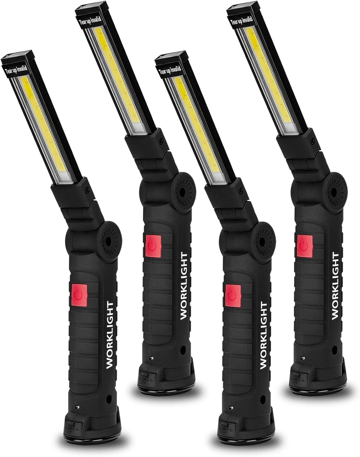 FIBRAVE LED Work Light Rechargeable, Mens Valentines Day Tool Gifts for Him Boyfriend Husband,LED Torch Grill Light Rechargeable Inspection Lamp with Magnetic Base 5 Modes 360° Rotate (4PCBlack)