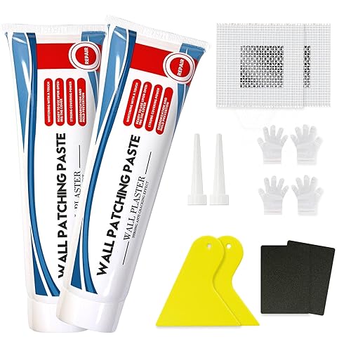 Paquete de 2 (2 x 8.82 oz) de pasta de parche, kit de reparación de pared, kit de parches de reparación rápida para paneles de yeso, agente