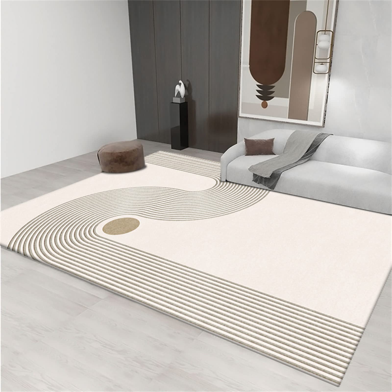 Tapis de cuisine 160x200cm lavable et tapis de sol salon beige grand format